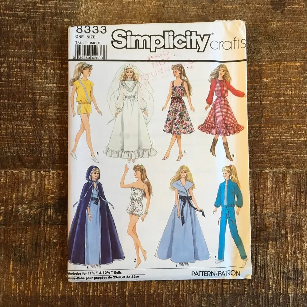 Simplicity Crafts Sewing Pattern 8333 11.5” 12.5” Fashion Doll Clothes UNCUT